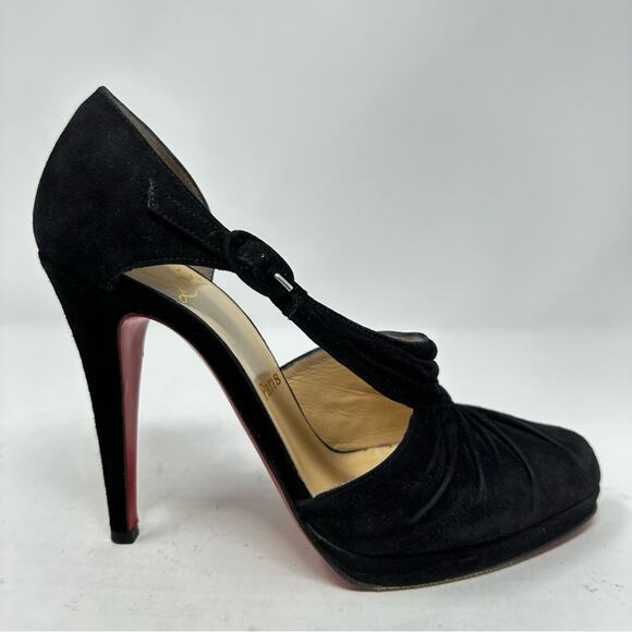 Christian Louboutin Drapiday Black Suede Pumps Size 37 - Picture 5 of 11